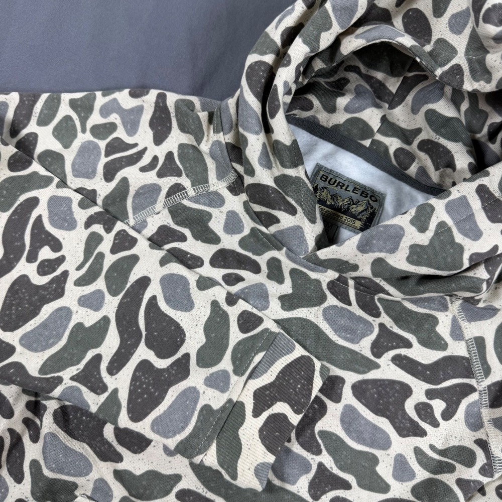 Burlebo Youth Duck Camo Hoodie Pullover Fleece Sweatshirt Green Tan Size M 8